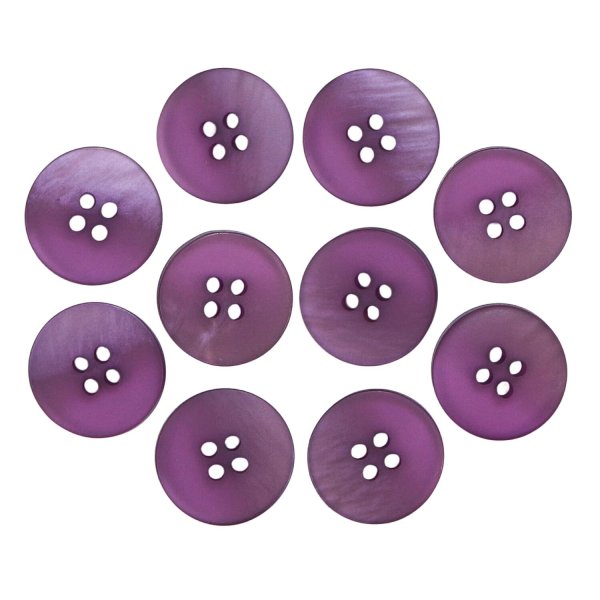 画像1: 4つ穴 クリアマットボタン【パープル】紫 丸ボタン 樹脂 手芸 10個入 グラデーション【15mm】きらきらぷんぷん丸 B-1427 (1)