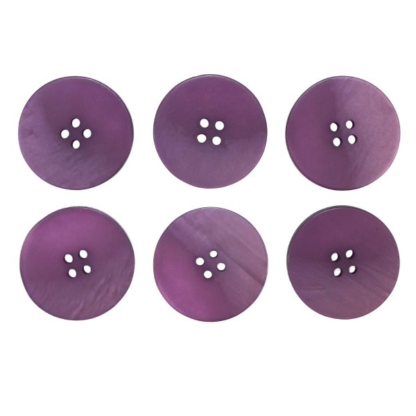 画像1: 4つ穴 クリアマットボタン【パープル】紫 丸ボタン 樹脂 手芸 6個入 グラデーション【25mm】きらきらぷんぷん丸 B-1429 (1)