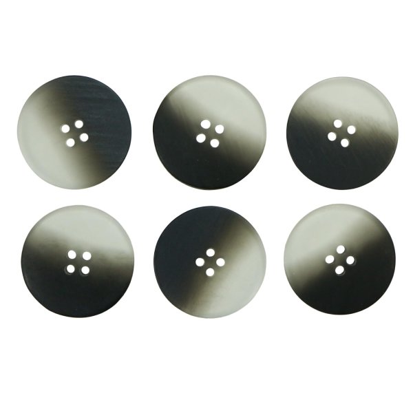 画像1: 4つ穴 クリアマットボタン【ブラック】黒 丸ボタン 樹脂 手芸 6個入 グラデーション【25mm】きらきらぷんぷん丸 B-1432 (1)