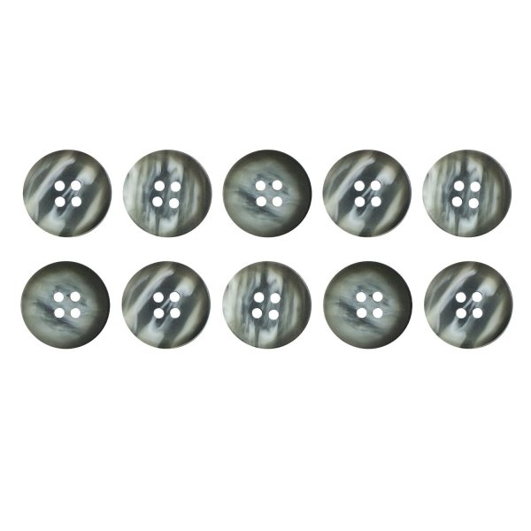 画像1: 四つ穴ボタン ホーン調 【グレー】 10個入り 【15mm】 フチなし 水牛風 マット 装飾 樹脂製 手芸 おしゃれ きらきらぷんぷん丸 B-1448 (1)