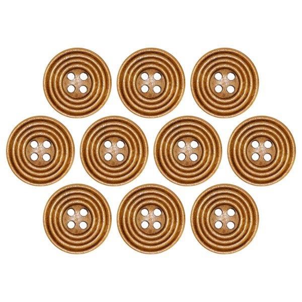 画像1: ウッドボタン 四つ穴 サークルリム 【ブラウン】 20mm 10個入り ナチュラル 丸型 装飾 手芸 ハンドメイド きらきらぷんぷん丸 B-1451 (1)