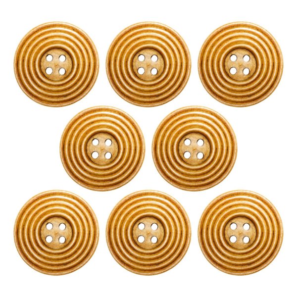 画像1: ウッドボタン 四つ穴 サークルリム 【ブラウン】 25mm 8個入り ナチュラル 丸型 装飾 手芸 ハンドメイド きらきらぷんぷん丸 B-1452 (1)