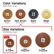 画像3: ウッドボタン 四つ穴 サークルリム 【ダークブラウン】 15mm 15個入り ナチュラル 丸型 装飾 手芸 ハンドメイド きらきらぷんぷん丸 B-1453 (3)