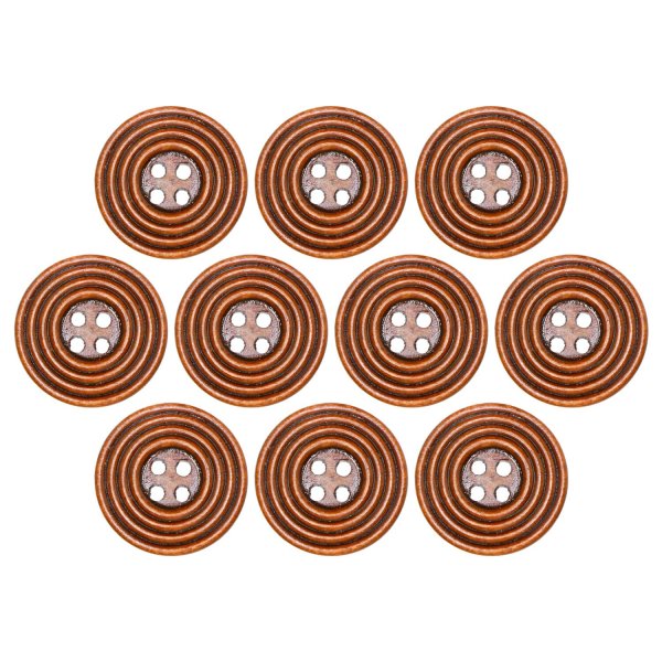 画像1: ウッドボタン 四つ穴 サークルリム 【ダークブラウン】 20mm 10個入り ナチュラル 丸型 装飾 手芸 ハンドメイド きらきらぷんぷん丸 B-1454 (1)