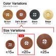 画像3: ウッドボタン 四つ穴 サークルリム 【ダークブラウン】 20mm 10個入り ナチュラル 丸型 装飾 手芸 ハンドメイド きらきらぷんぷん丸 B-1454 (3)