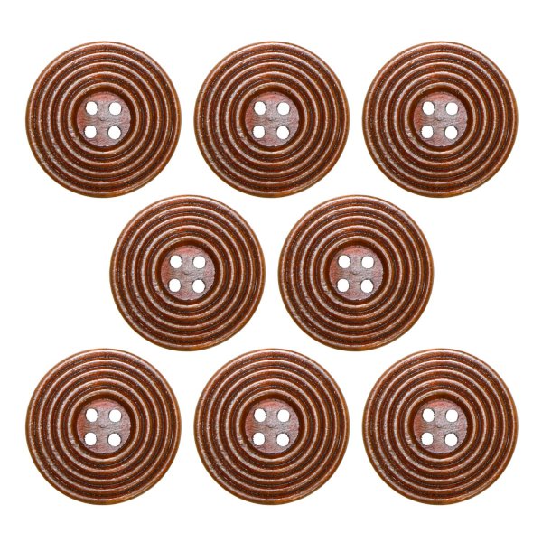 画像1: ウッドボタン 四つ穴 サークルリム 【ダークブラウン】 25mm 8個入り ナチュラル 丸型 装飾 手芸 ハンドメイド きらきらぷんぷん丸 B-1455 (1)
