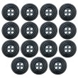 画像1: ウッドボタン 四つ穴 サークルリム 【ブラック】 15mm 15個入り ナチュラル 丸型 装飾 手芸 ハンドメイド きらきらぷんぷん丸 B-1456 (1)
