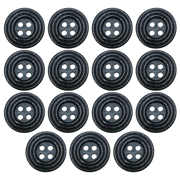 画像1: ウッドボタン 四つ穴 サークルリム 【ブラック】 15mm 15個入り ナチュラル 丸型 装飾 手芸 ハンドメイド きらきらぷんぷん丸 B-1456 (1)