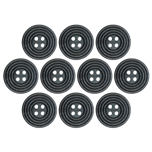 画像1: ウッドボタン 四つ穴 サークルリム 【ブラック】 20mm 10個入り ナチュラル 丸型 装飾 手芸 ハンドメイド きらきらぷんぷん丸 B-1457 (1)