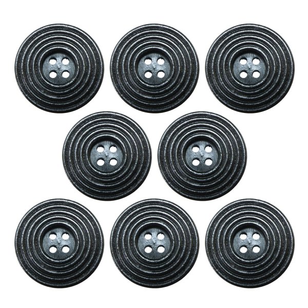 画像1: ウッドボタン 四つ穴 サークルリム 【ブラック】 25mm 8個入り ナチュラル 丸型 装飾 手芸 ハンドメイド きらきらぷんぷん丸 B-1458 (1)