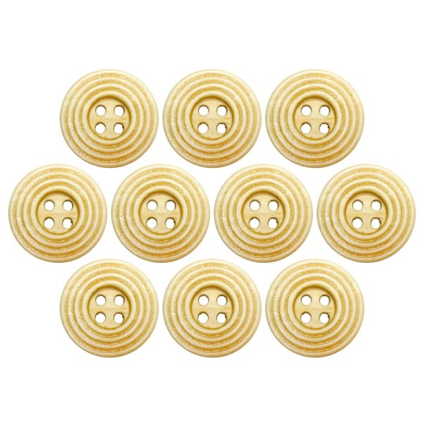 画像1: ウッドボタン 四つ穴 サークルリム 【ベージュ】 20mm 10個入り ナチュラル 丸型 装飾 手芸 ハンドメイド きらきらぷんぷん丸 B-1460 (1)