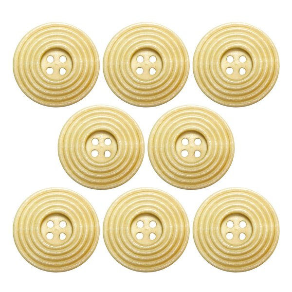 画像1: ウッドボタン 四つ穴 サークルリム 【ベージュ】 25mm 8個入り ナチュラル 丸型 装飾 手芸 ハンドメイド きらきらぷんぷん丸 B-1461 (1)