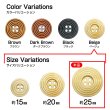 画像3: ウッドボタン 四つ穴 サークルリム 【ベージュ】 25mm 8個入り ナチュラル 丸型 装飾 手芸 ハンドメイド きらきらぷんぷん丸 B-1461 (3)