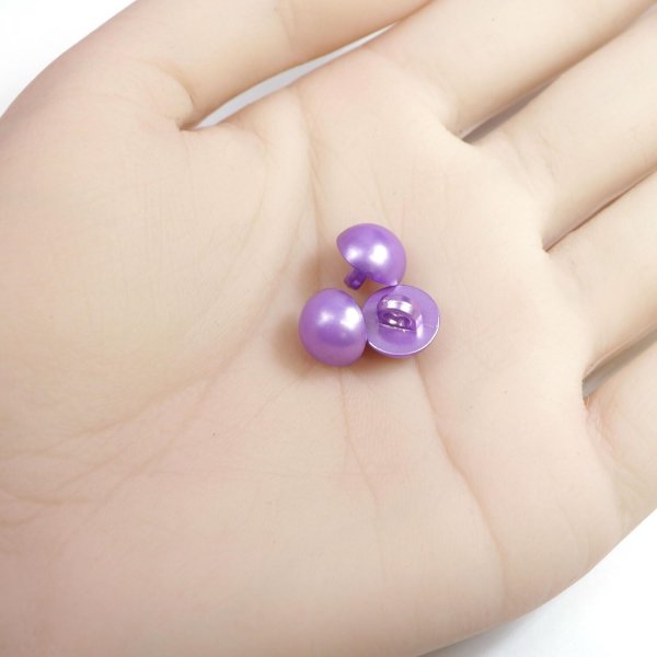 画像4: 足つきボタン パール調 【パープル】 紫 20個入り 【9.5mm】 シャンク 樹脂製 装飾 手芸 かわいい おしゃれ きらきらぷんぷん丸 B-1467 (4)