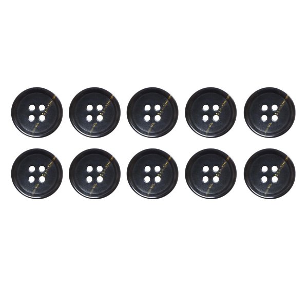 画像1: 四つ穴ボタン ブラック ゴールドライン 【15mm】 10個入り ラメ 丸ボタン フチあり 装飾 手芸 ハンドメイド きらきらぷんぷん丸 B-1471 (1)