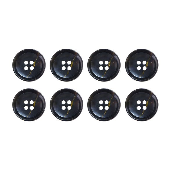 画像1: 四つ穴ボタン ブラック ゴールドライン 【20mm】 8個入り ラメ 丸ボタン フチあり 装飾 手芸 ハンドメイド きらきらぷんぷん丸 B-1472 (1)