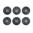 画像1: 四つ穴 樹脂ボタン 縦ライン 【ブラック】 27mm 6個入り ストライプ 丸型 装飾 手芸 ハンドメイド きらきらぷんぷん丸 B-1477 (1)