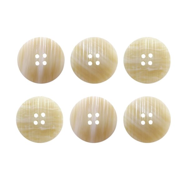 画像1: 四つ穴 樹脂ボタン 縦ライン 【ベージュ】 27mm 6個入り ストライプ 丸型 装飾 手芸 ハンドメイド きらきらぷんぷん丸 B-1479 (1)