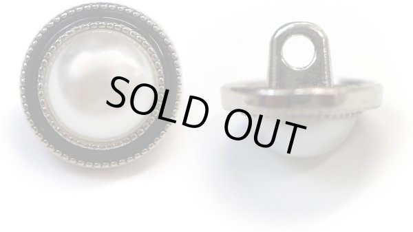 画像1: パールボタン 装飾 【シルバー 黒フチ】 ホワイト 白 パール 10個入り 【12.5mm】ビジュー 飾り 縫製 袖口 きらきらぷんぷん丸 B-149 (1)