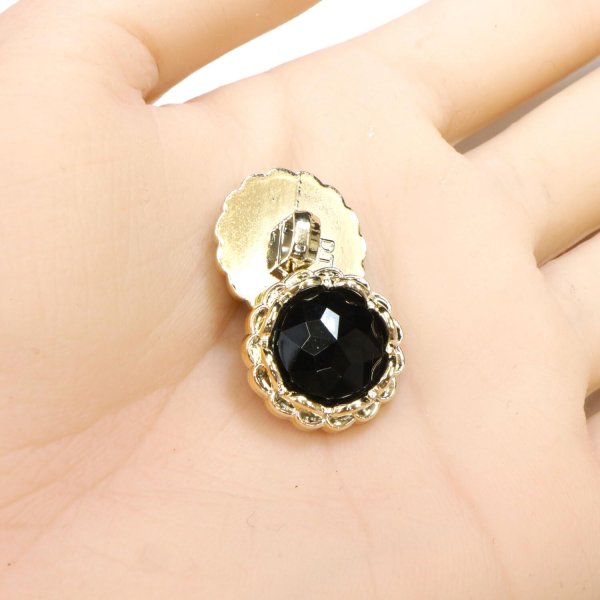 画像5: 装飾ボタン ビジュー風 【ブラックゴールド】 18mm 6個入り 足つき アクリル ハンドメイド 手芸 きらきらぷんぷん丸 B-1497 (5)
