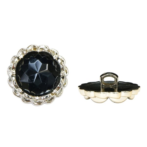 画像1: 装飾ボタン ビジュー風 【ブラックゴールド】 21mm 5個入り 足つき アクリル ハンドメイド 手芸 きらきらぷんぷん丸 B-1498 (1)