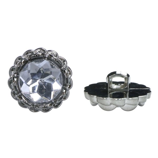 画像1: 装飾ボタン ビジュー風 【アンティークシルバー】 18mm 6個入り 足つき アクリル ハンドメイド 手芸 きらきらぷんぷん丸 B-1500 (1)