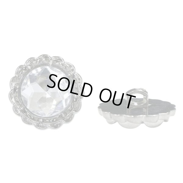 画像1: 装飾ボタン ビジュー風 【アンティークシルバー】 21mm 5個入り 足つき アクリル ハンドメイド 手芸 きらきらぷんぷん丸 B-1501 (1)