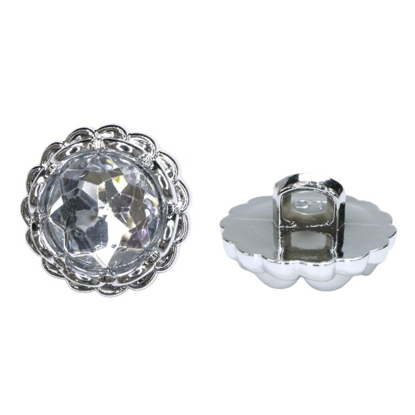 画像1: 装飾ボタン ビジュー風 【シルバー】 15mm 8個入り 足つき アクリル ハンドメイド 手芸 きらきらぷんぷん丸 B-1502 (1)