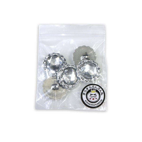 画像7: 装飾ボタン ビジュー風 【シルバー】 21mm 5個入り 足つき アクリル ハンドメイド 手芸 きらきらぷんぷん丸 B-1504 (7)