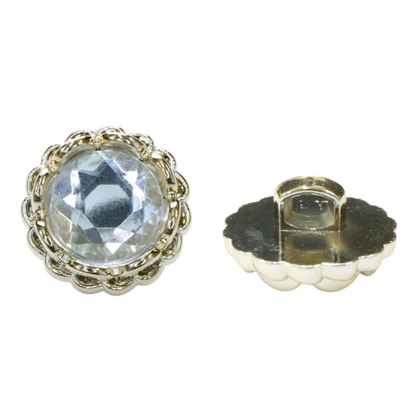 画像1: 装飾ボタン ビジュー風 【ゴールド】 15mm 8個入り 足つき アクリル ハンドメイド 手芸 きらきらぷんぷん丸 B-1505 (1)
