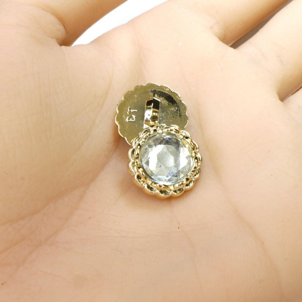 画像5: 装飾ボタン ビジュー風 【ゴールド】 15mm 8個入り 足つき アクリル ハンドメイド 手芸 きらきらぷんぷん丸 B-1505 (5)