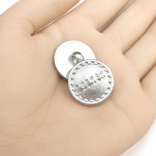 画像5: レザー調 足つきボタン 【シルバー】20.5mm 6個入り 樹脂製 ステッチ風 ハンドメイド 手芸 きらきらぷんぷん丸 B-1534 (5)