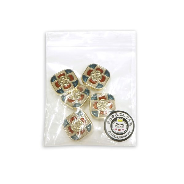 画像7: メタルボタン 足つき 【フラワー柄】16mm 5個入り ゴールド 手芸 ハンドメイド 装飾 きらきらぷんぷん丸 B-1535 (7)
