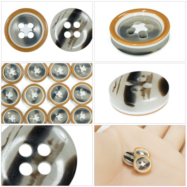 画像5: 4つ穴 カラーリムボタン【オレンジ】丸 樹脂 手芸 ハンドメイド 15個入【11mm】きらきらぷんぷん丸 B-1539 (5)