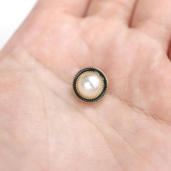 画像7: パールボタン 装飾 【ゴールド 黒フチ】 ホワイト 白 パール 10個入り 【11.5mm】ビジュー 飾り 縫製 袖口 きらきらぷんぷん丸 B-153 (7)