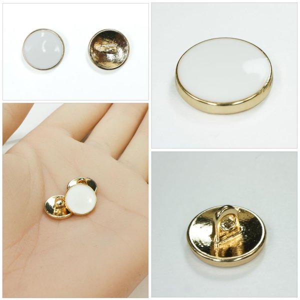 画像5: メタルボタン【ホワイト】11mm 15個入 丸型 足つき 飾り 手芸 服飾 付け替え きらきらぷんぷん丸 B-1546 (5)