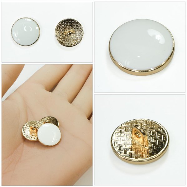 画像5: メタルボタン【ホワイト】15mm 10個入 丸型 足つき 飾り 手芸 服飾 付け替え きらきらぷんぷん丸 B-1547 (5)