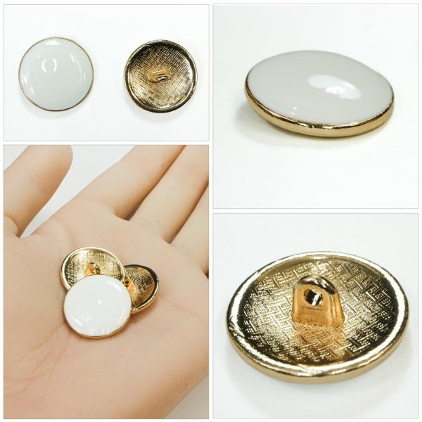 画像5: メタルボタン【ホワイト】20mm 8個入 丸型 足つき 飾り 手芸 服飾 付け替え きらきらぷんぷん丸 B-1548 (5)