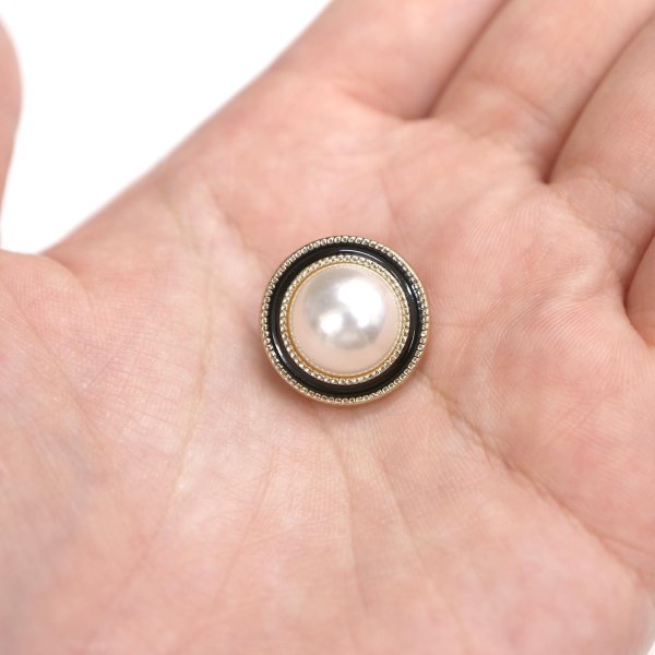 画像7: パールボタン 装飾 【ゴールド 黒フチ】 ホワイト 白 パール 8個入り 【18mm】ビジュー 飾り 縫製 袖口 きらきらぷんぷん丸 B-155 (7)