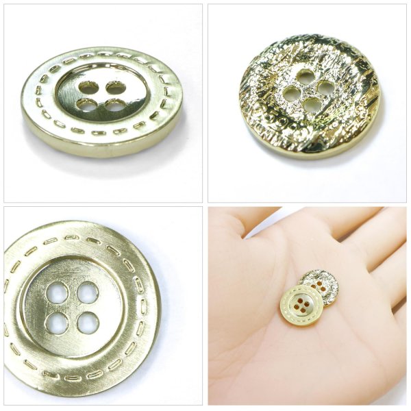 画像5: メタルボタン 破線模様【ゴールド】15mm 10個入 丸型 4穴 合金 手芸 洋裁 付け替え きらきらぷんぷん丸 B-1562 (5)
