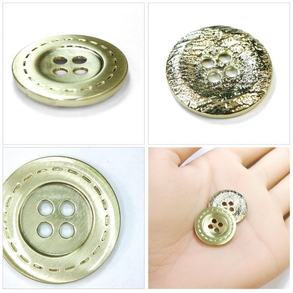 画像5: メタルボタン 破線模様【ゴールド】20mm 8個入 丸型 4穴 合金 手芸 洋裁 付け替え きらきらぷんぷん丸 B-1564 (5)