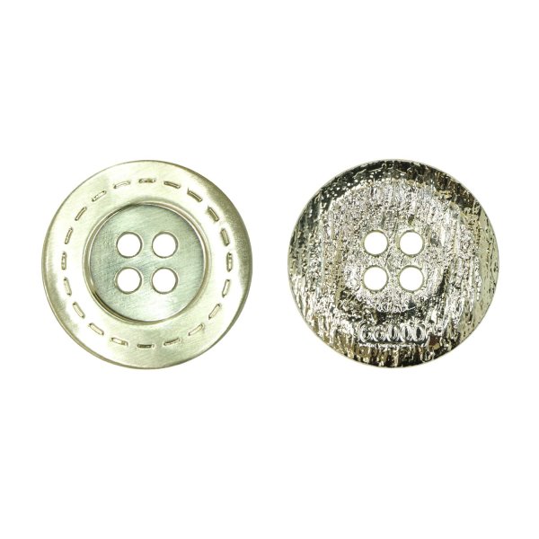 画像1: メタルボタン 破線模様【ゴールド】22.5mm 6個入 丸型 4穴 合金 手芸 洋裁 付け替え きらきらぷんぷん丸 B-1565 (1)