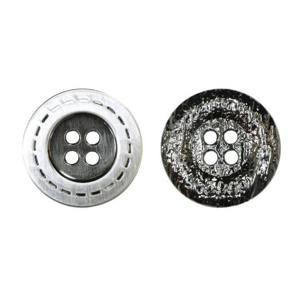 画像1: メタルボタン 破線模様【シルバー】15mm 10個入 丸型 4穴 合金 手芸 洋裁 付け替え きらきらぷんぷん丸 B-1566 (1)