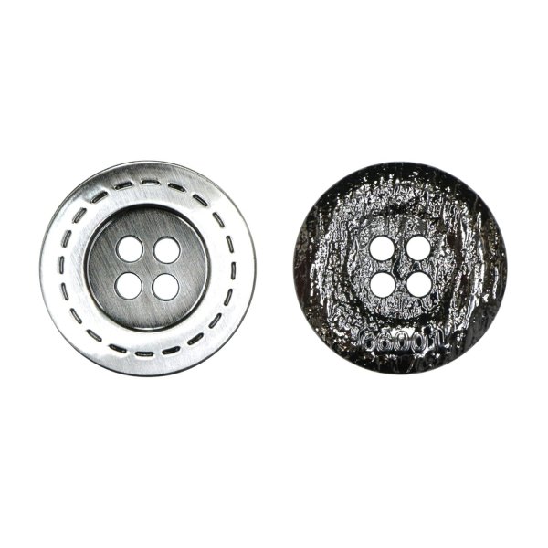 画像1: メタルボタン 破線模様【シルバー】17.5mm 8個入 丸型 4穴 合金 手芸 洋裁 付け替え きらきらぷんぷん丸 B-1567 (1)