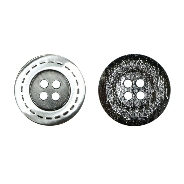 画像1: メタルボタン 破線模様【シルバー】20mm 8個入 丸型 4穴 合金 手芸 洋裁 付け替え きらきらぷんぷん丸 B-1568 (1)