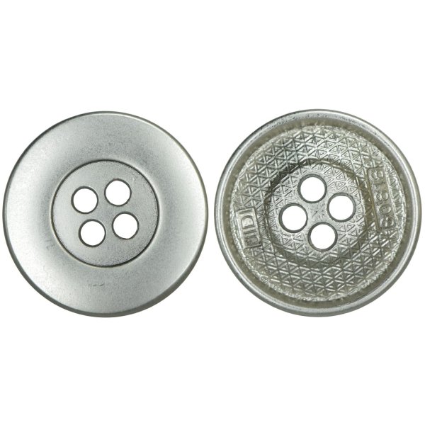 画像1: メタルボタン ワイドリム【シルバー】18mm 8個入 四つ穴 丸型 マット 手芸 服飾 付け替え きらきらぷんぷん丸 B-1572 (1)
