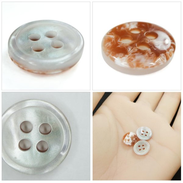 画像5: シェル風樹脂ボタン 四つ穴【ホワイト】11.5mm 15個入 丸型 光沢 手芸 服飾 付け替え きらきらぷんぷん丸 B-1585 (5)