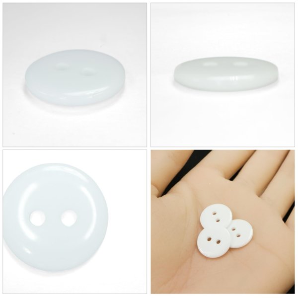 画像5: 樹脂ボタン フラットタイプ 二つ穴【ホワイト】15mm 10個入 丸型 シンプル 手芸 服飾 付け替え きらきらぷんぷん丸 B-1596 (5)