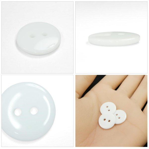 画像5: 樹脂ボタン フラットタイプ 二つ穴【ホワイト】18mm 8個入 丸型 シンプル 手芸 服飾 付け替え きらきらぷんぷん丸 B-1597 (5)