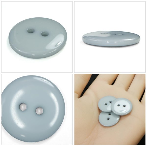 画像5: 樹脂ボタン フラットタイプ 二つ穴【グレー】20mm 6個入 丸型 シンプル 手芸 服飾 付け替え きらきらぷんぷん丸 B-1606 (5)